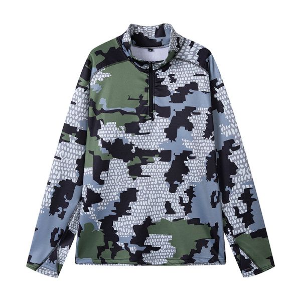 Men's Camouflage Hunting Jacket with Brushed Fleece Interior 4-Way Stretch and Moisture-Wicking Performance Base Layer Top