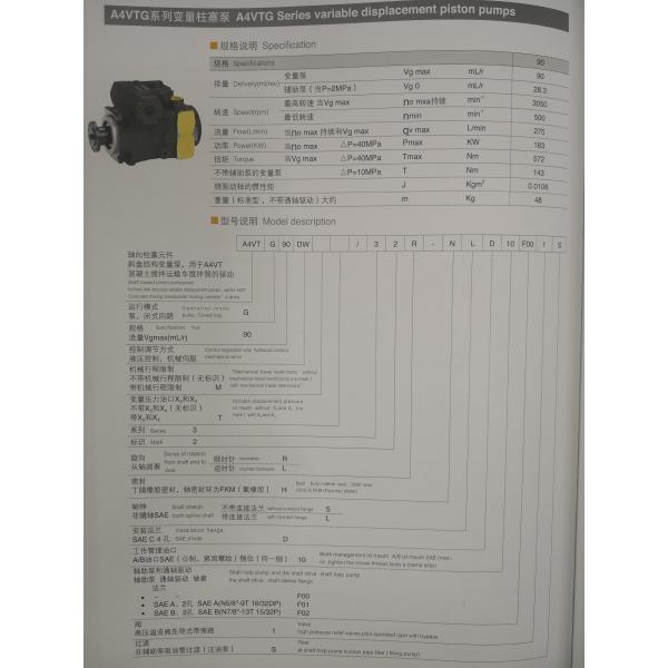 Truck Concrete Mixer Spare Parts Hydraulic Piston Pump A4VTG90