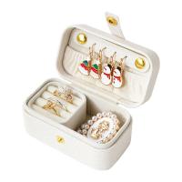 Coffret de bijoux de voyage mini personnalisable blanc perlé Petit coffret de rangement portable 9,5 * 5 * 5 cm