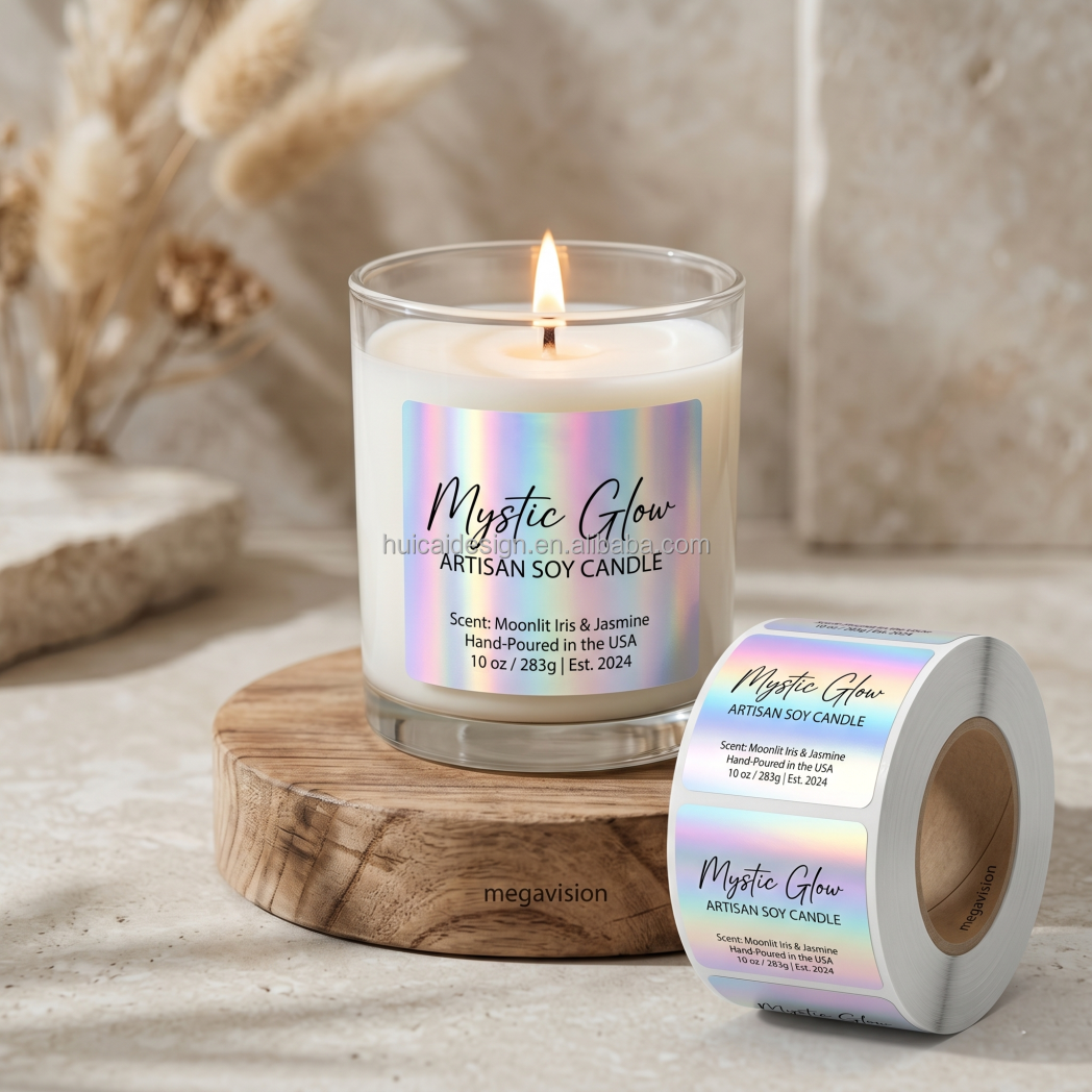 Custom Linen Textured Paper Candle Labels Stickers for Soy Candle Jars Kraft Waterproof Adhesive Vintage Labels