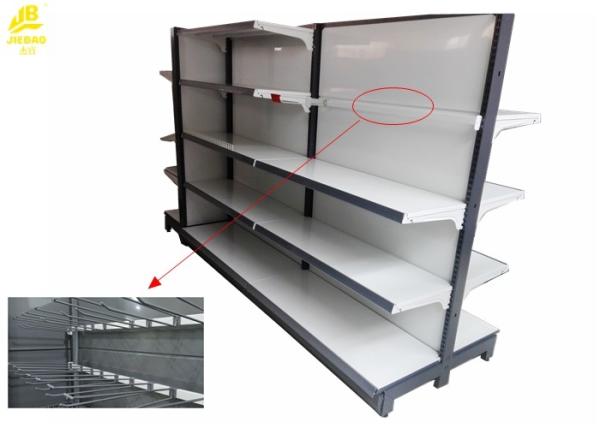 Adjustable Supermarket Steel Racks Hooks With Steel Stopper / Upper Shelves
