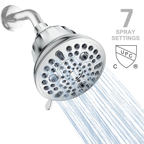Wall Mountd Installation 7 Function ABS Top Shower Head with Filter and Brass Finish
