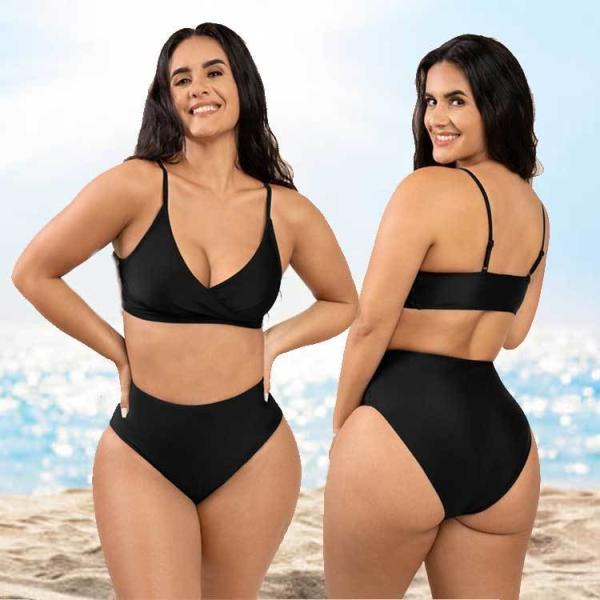 HEXIN High Waist Two Pieces Customized Logo Printing AS SHOW Swimsuits for Women 2023