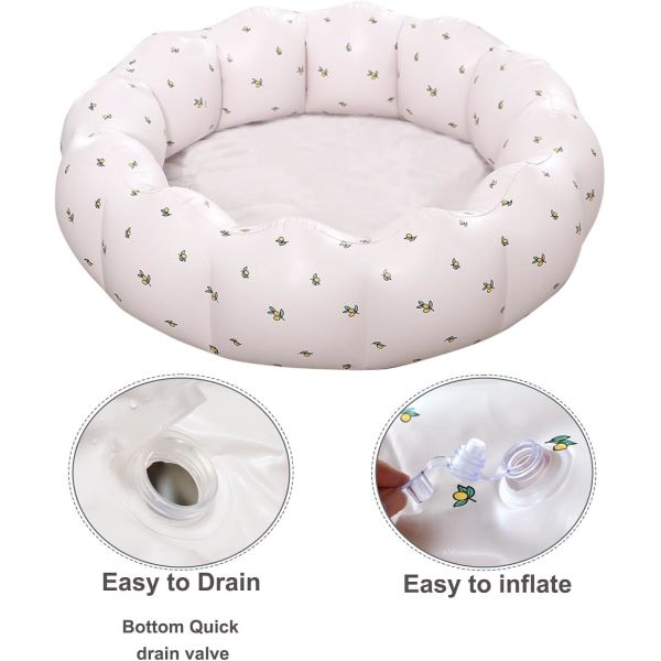 Pastel Pink Bubble Inflatable Swimming Pool - Leak-Proof & Durable Portable PVC Family Pool for Easy Inflate & Store