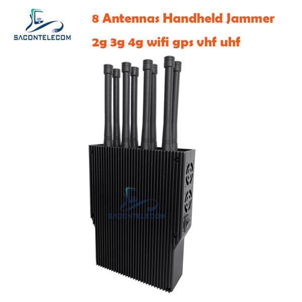 8 Antennas 38W High Power Portable Signal Jammer with 50m Radius for Mobile Phone Blocking