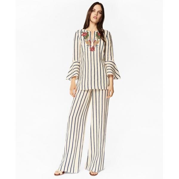 2018 новым верхних частей туники женщин дизайна Флористическ-вышитых мексиканцем Линен