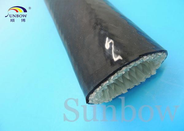 Silicone Coated Fibreglass Fire Sleeving Black 20mm For Steel Plants Smelters