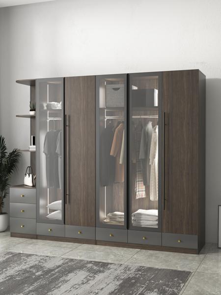 5 Star Hotel Melamine Wood Furniture Simple Sliding Wardrobe With Transparent Doors