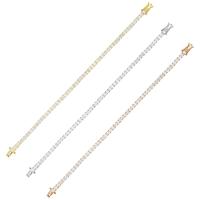 Article chaud 925 argent sterling plaqué en or 3 mm de zirconium cube bracelet de tennis pour femmes