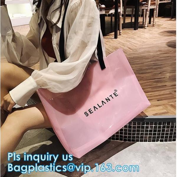 pvc transparent zipper bikini cosmetic bag, tote lady waterproof PVC swimming transparent beach bag, beach bag swimming