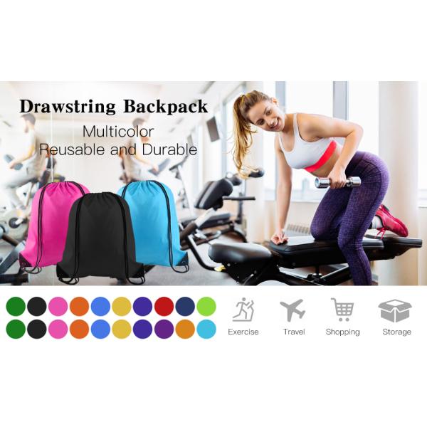 Drawstring Backpack Bags Sport Gym Sackpack Zipper Water Bottle Mesh Pockets Travel, Gym, Yoga, Outdoor Sport