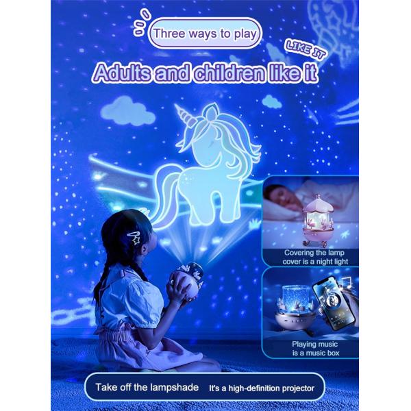 2022 Christmas Gift Dream Rolling Huts Projector Lamp With Wireless Speaker 360 Degree Rotation 12 Projection Films Cust