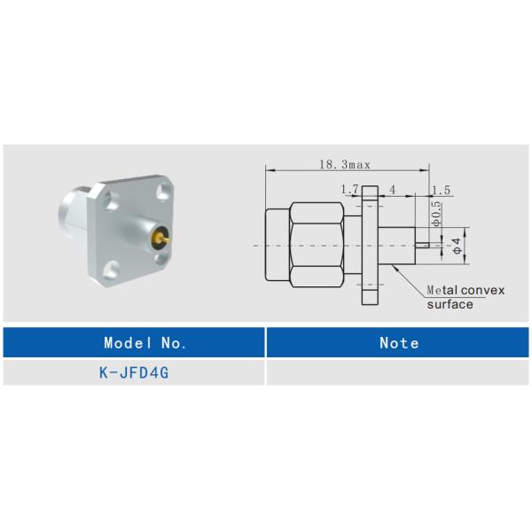 2 Holes 40GHz Flange Female RF Connector Stainless Steel Material Nickel Plated