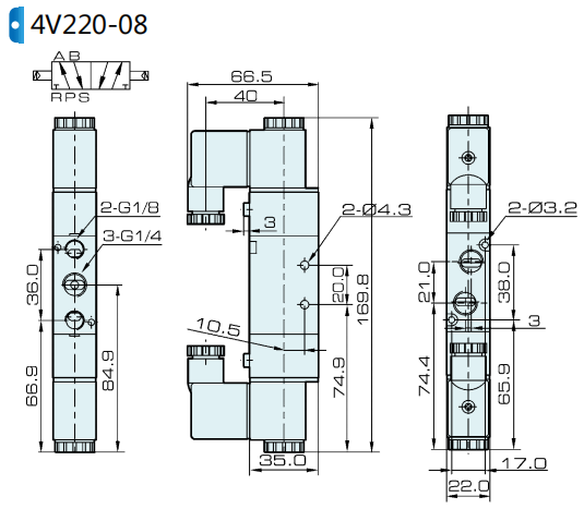 type double manière pneumatique 24V 220V de 4V220-08 Airtac de la vanne électromagnétique 5/2