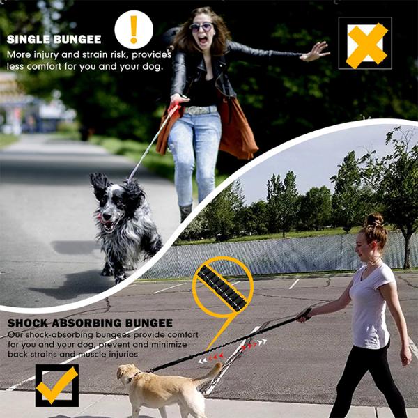 Heavy Duty 4-6FT Bungee Dog Paracord Leash Durable Car Seat Belt Walking Running Training Pet Leash with Zinc Alloy Carabiner