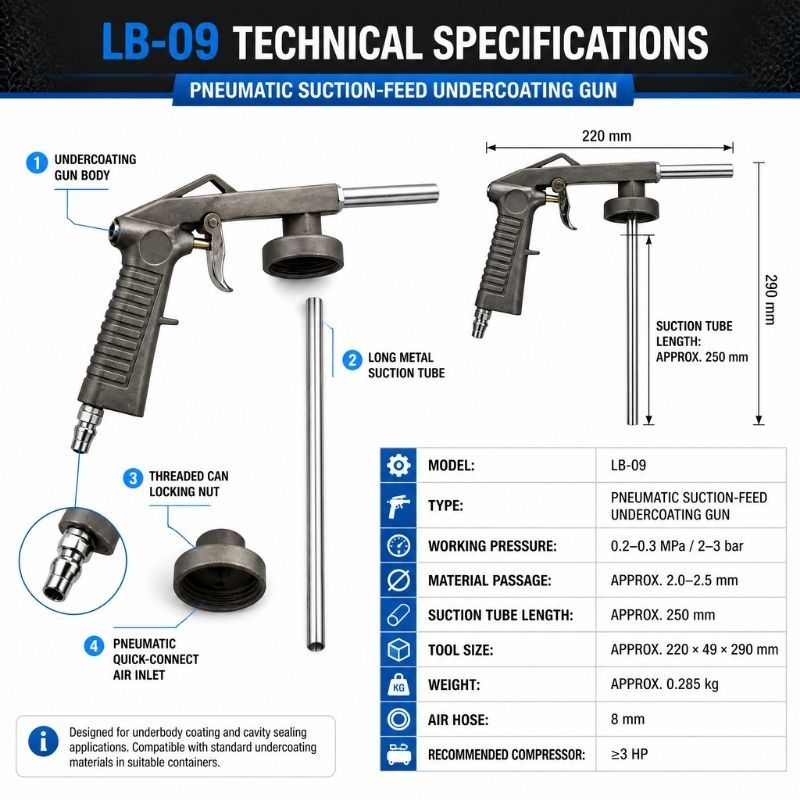 LB-09 Automotive Undercoating Spray Gun for Stone Chip Coating and Body Schutz
