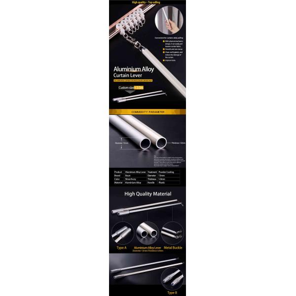 13mm Silver Curtain Pull Wands Convenient Powder Coating Treatment