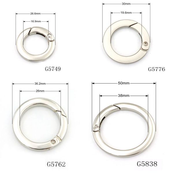 Zinc Alloy Spring O Ring 1 Inch Round Carabiner Silver For Keychains