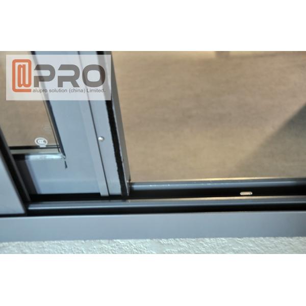 Dark Grey Sliding Office Window Fly Screen Aluminium Sliding Glass Windows interior sliding window triple sliding