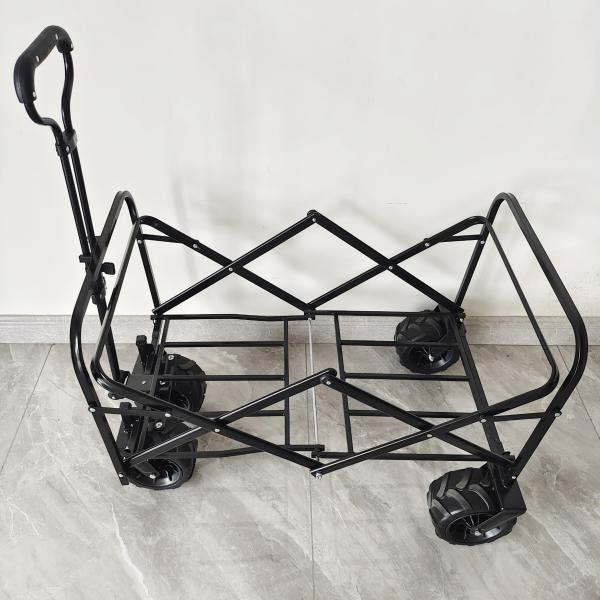 Outdoor Camping Collapsible Wagon Cart Four Wide Wheels Steel Body Structure