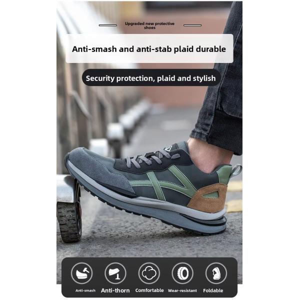 Chaussures de sécurité en daim et microfibre avec semelle en caoutchouc, embout en acier standard et semelle intermédiaire en Kevlar