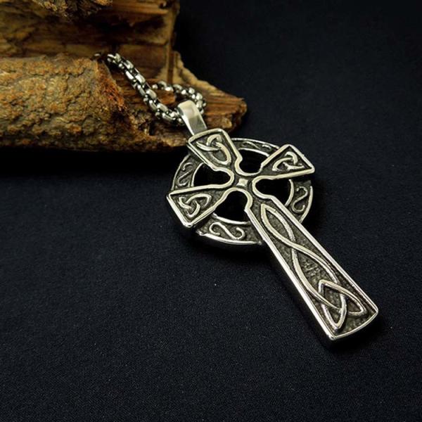 925 Silver Plated Titanium Stainless Steel Cross Pendant Vintage Old Necklace (SP205)
