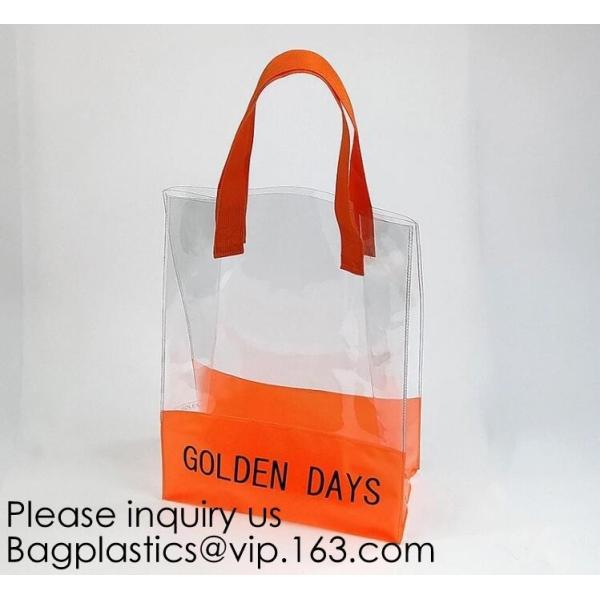 Vinyl Transparent PVC Gusset Bag Plastic Tote Shopping Bag For Packaging TPU Laser Makeup Handbag PVC Cosmetic Shopping