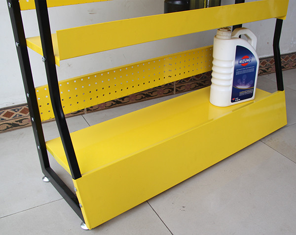 Yellow Color 4 Tier Metal Freestanding Shelves For Car Accessories Store