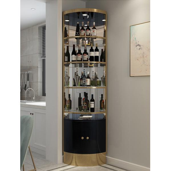 Stainless Steel Metal Frame Modern Wine Display Cabinet For Living Room