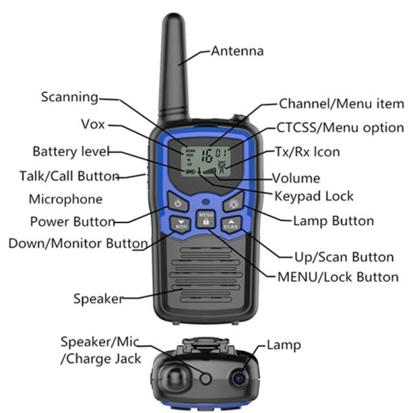 Long Range 3-5km PMR/FRS/GMRS Mobile Phone with Walkie Talkie Toy and 10 Call Tones