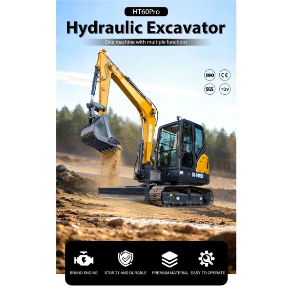 HT60Pro Hydraulic Excavator Hydraulic System and High Strength Structural Design