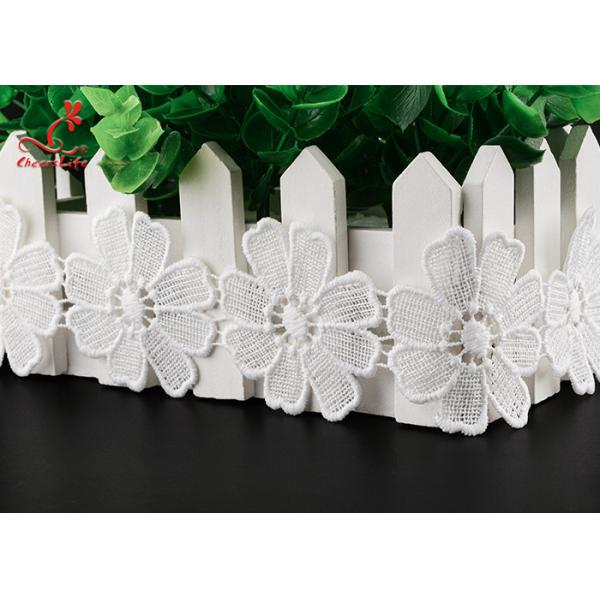 Пряжи молока вышивки цветка гипюра прибытия 5.3Cm Cheerslife лента отделки шнурка новой химической расстворимой в воде белая