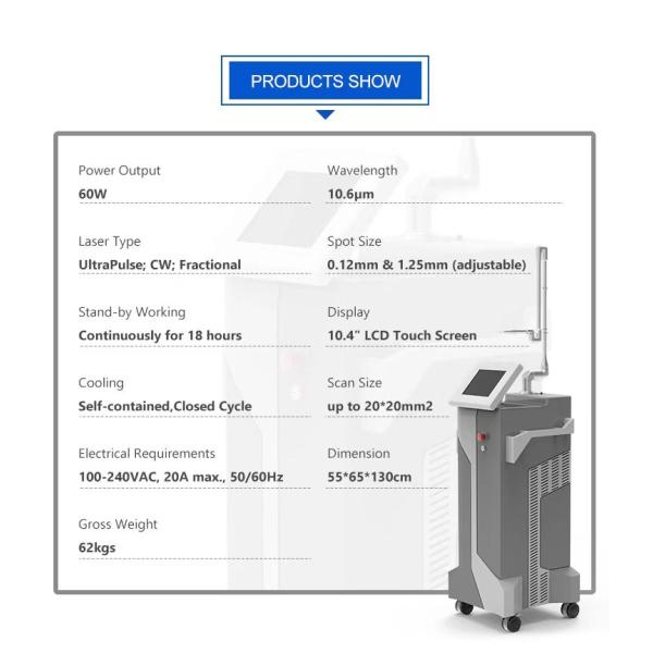Skin Tightening Clinic Co2 Fractional Laser Machine Air Cooling