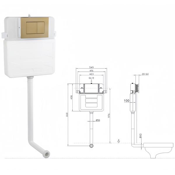 Traditional Style 680x370x830mm One Piece Toilet with Concealed Tank and Auto Open