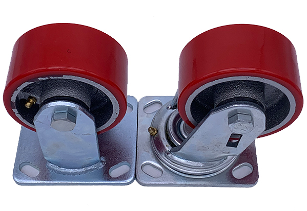 100mm Polyurethane Cast Iron Wheel Precision Ball Bearing Caster Wheel