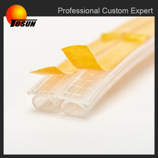 Transparent silicone profiles with adhesive strips