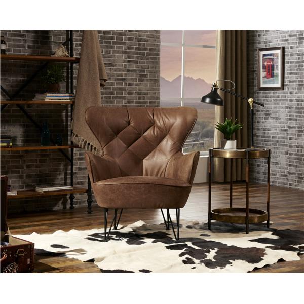 Industrial Unique Top Grian Leather Leisure Chair With Steel Frame