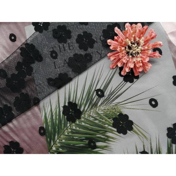 Recycled AZO Free Women Dress Green Embroidered Lace Fabric