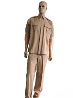 Ensemble uniforme kaki tactique avec manches courtes, coupe droite, 45% laine, 55% polyester pour homme