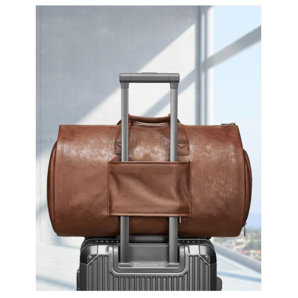 Наружная кожаная сумка для путешествий из ПУ коричневая с отдельным обувным отсеком