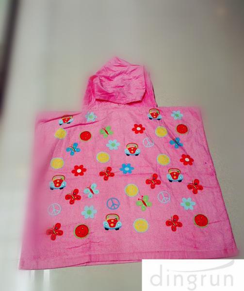 Cartoon Design Childrens Poncho Beach Towels 100% Machine Washable Cotton