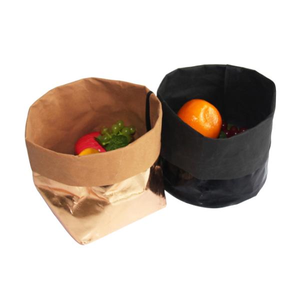 Rose Gold Kraft Paper Storage Bags Custom Printed Logo Food Paper Bag For Storage