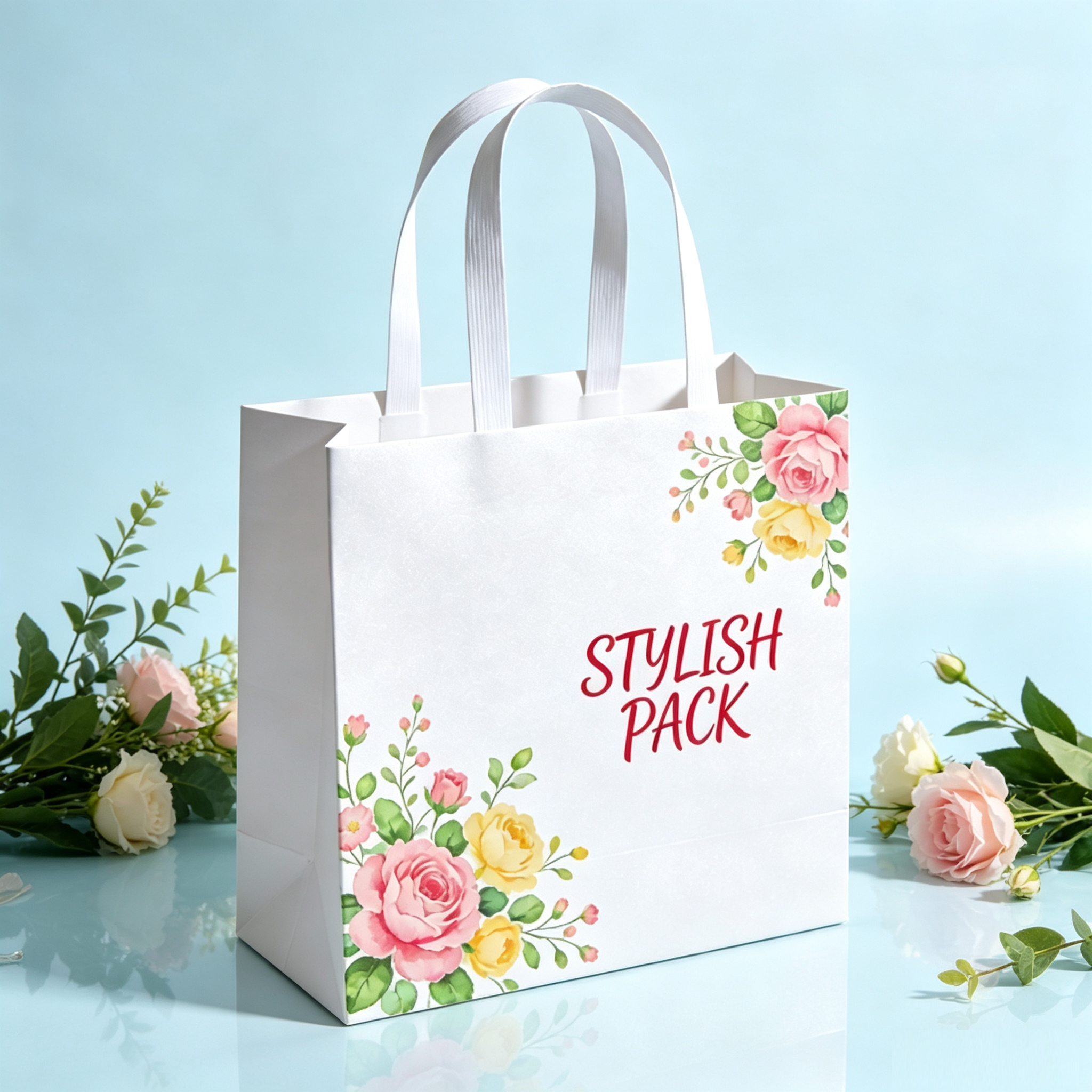 Sustainable Paper Hand Bag Matte Laminated Foil Stamping Reinforced for Apparel,