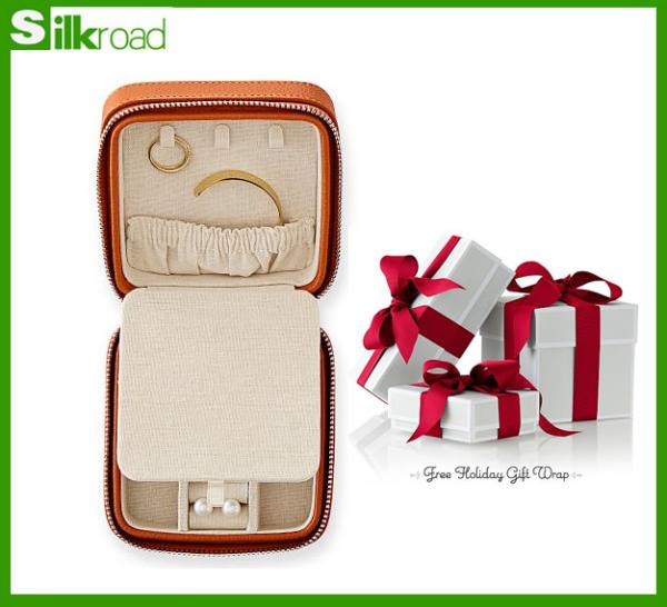 10x10x5cm High quality PU Leather Red Travel Jewelry Case with holiday gift wrap for girl