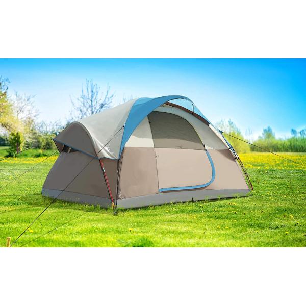 6 Person Dome Camping Tent With 190T Silver Plasters Rainfly