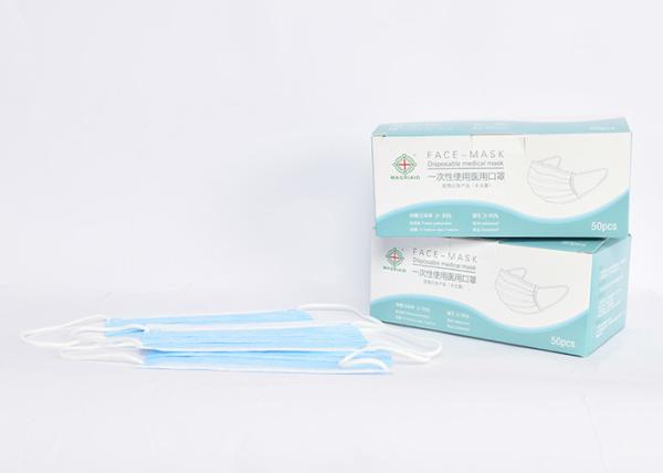 Blue High BFE / PFE Fabric Mouth Mask , Disposable Isolation Face Masks