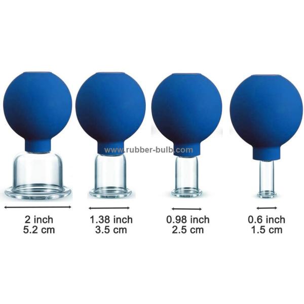 15mm 25mm Blue Rubber Glass Vacuum Cupping Cups For Healthcare