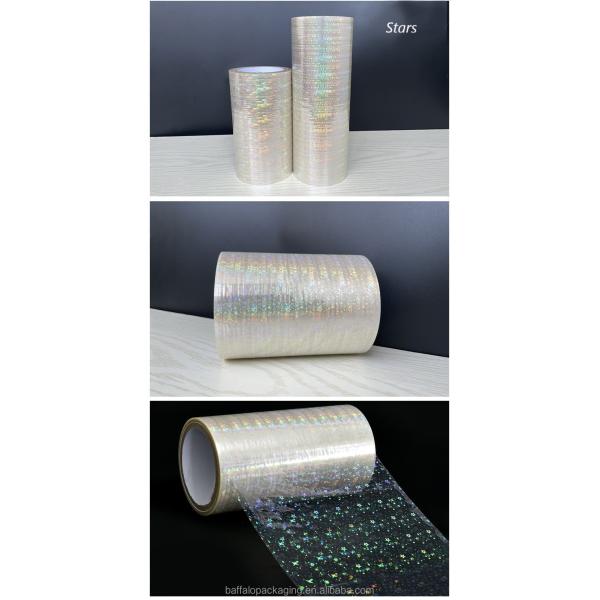 28 Microns Glitter BOPP Holograph Fluorographic Hot Lamination Film Glossy Roll