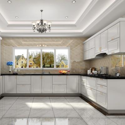 L Shaped Premade White Color Traditional Style Kitchen Cabinets Kitchen Wall Cupboards