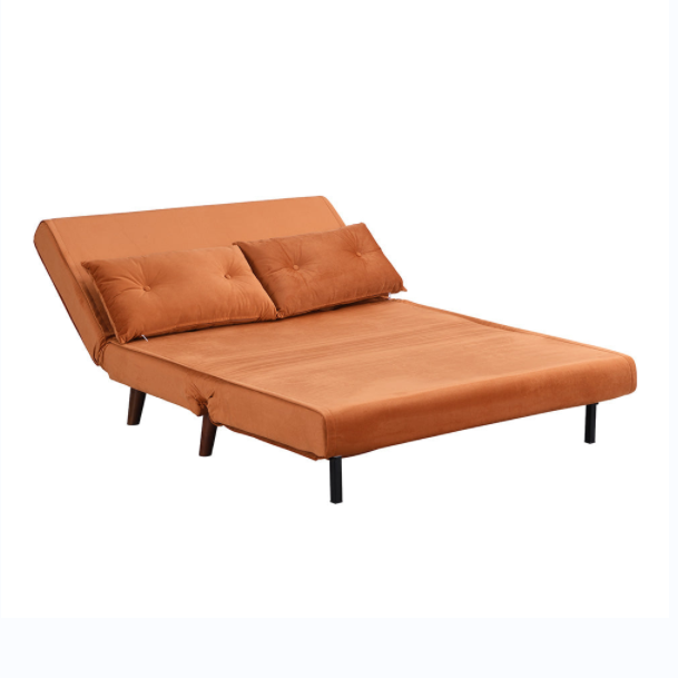 Кушетка колесика диван-кровати 2 Seater небольшая двойная складывая оранжевым обитая бархатом